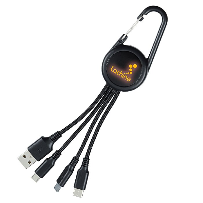 Custom Cruise Carabiner Charging Cable - Light-Up Logo