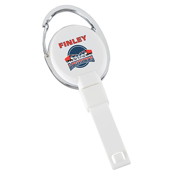 Custom Replay Carabiner Retractable Badge Holder with Slip Clip - Opaque- Full Colour