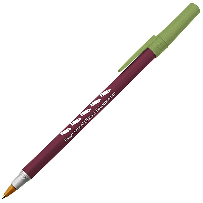 Custom Bic Round Stic Pen - Metallic