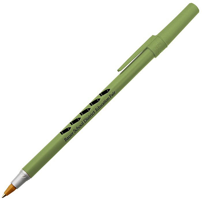 Custom Bic Round Stic Pen - Metallic