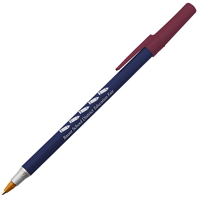 Custom Bic Round Stic Pen - Metallic