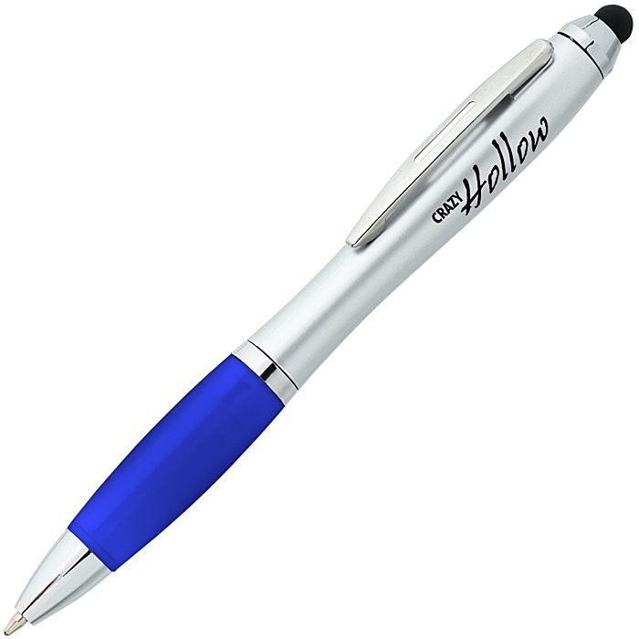 Custom Curvy Stylus Twist Pen - Silver