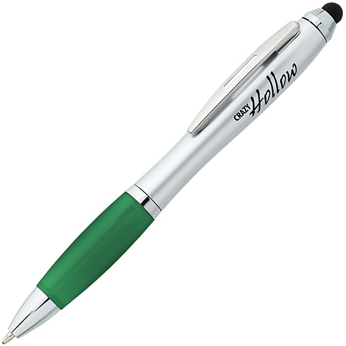 Custom Curvy Stylus Twist Pen - Silver