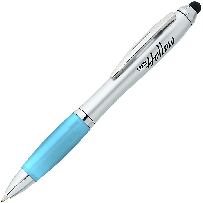 Custom Curvy Stylus Twist Pen - Silver