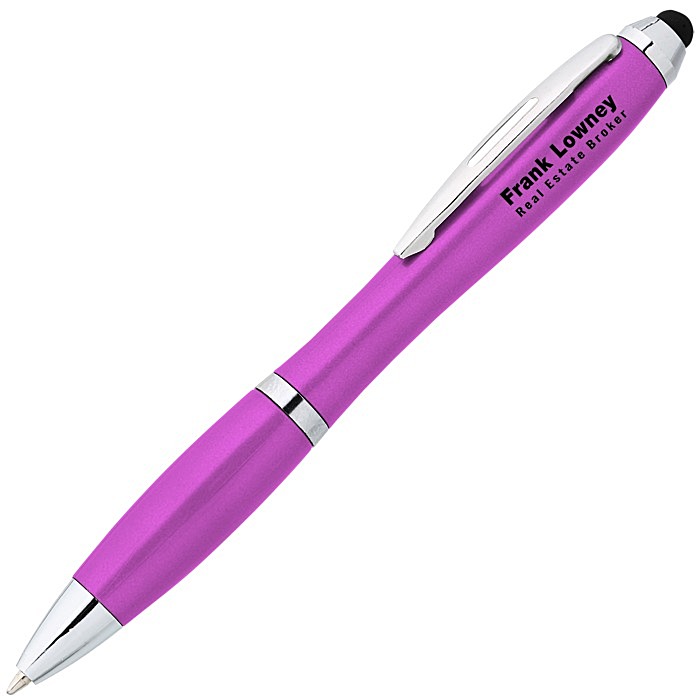 Custom Curvy Stylus Twist Pen - Metallic