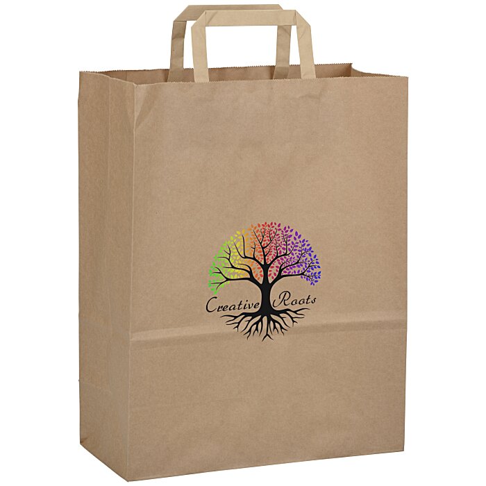 Custom Flat Handle Full Colour Paper Bag - 13 inches x 10 inches