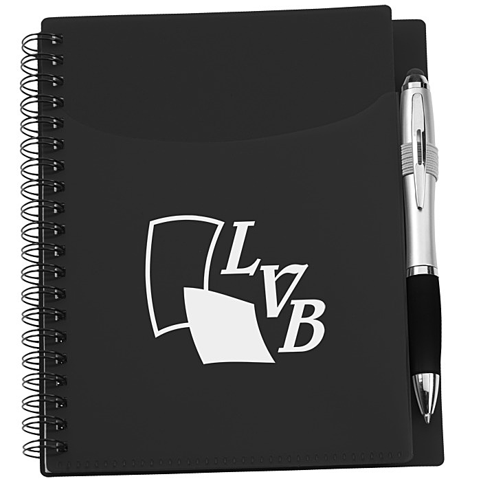 Custom Sorbet Pocket Notebook with Curvy Stylus Pen