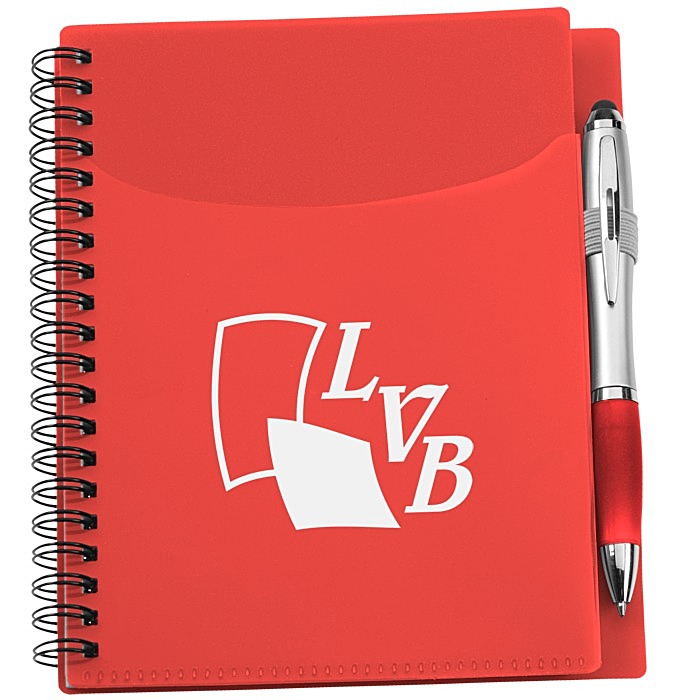 Custom Sorbet Pocket Notebook with Curvy Stylus Pen
