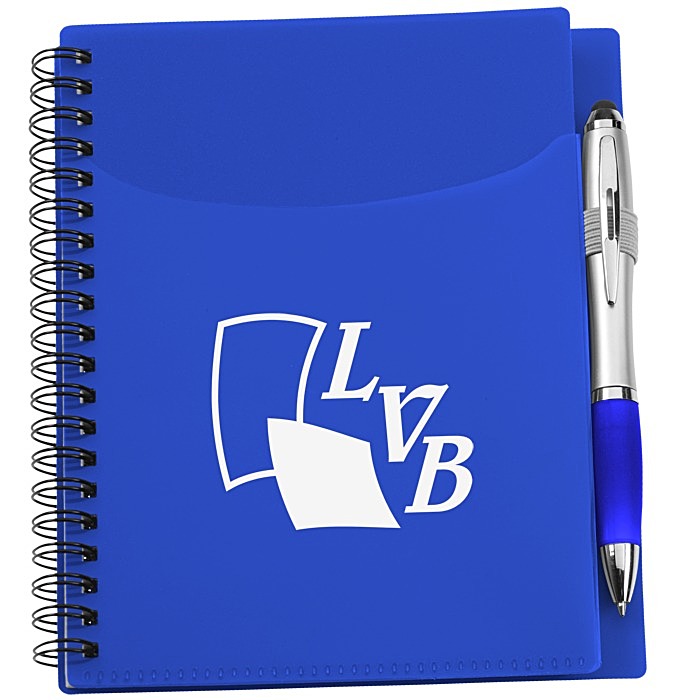 Custom Sorbet Pocket Notebook with Curvy Stylus Pen