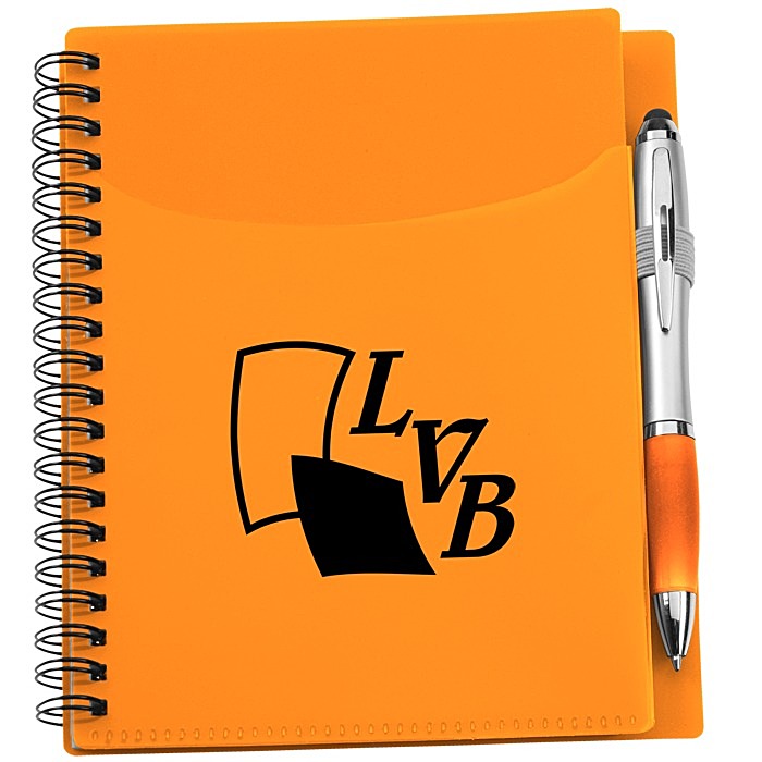 Custom Sorbet Pocket Notebook with Curvy Stylus Pen