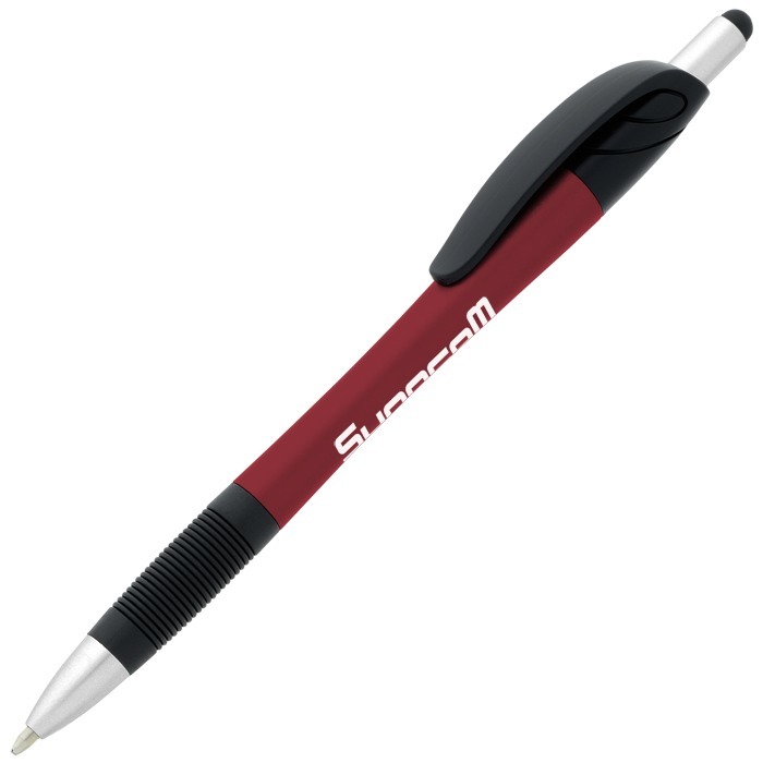Custom React Stylus Grip Pen - Metallic
