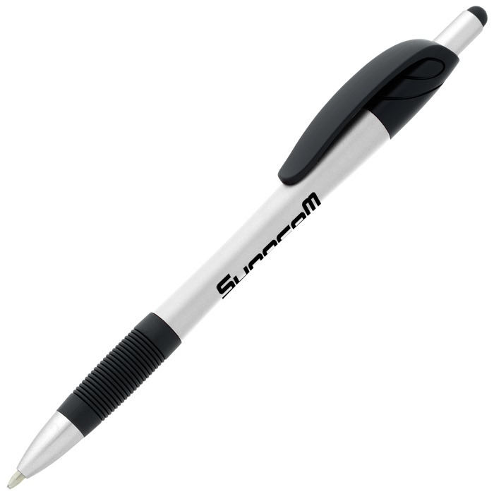 Custom React Stylus Grip Pen - Metallic