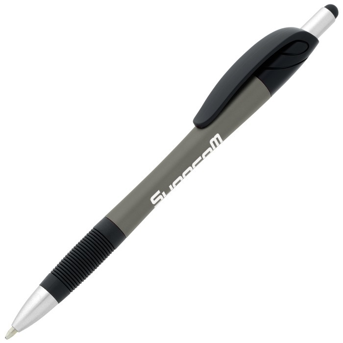Custom React Stylus Grip Pen - Metallic