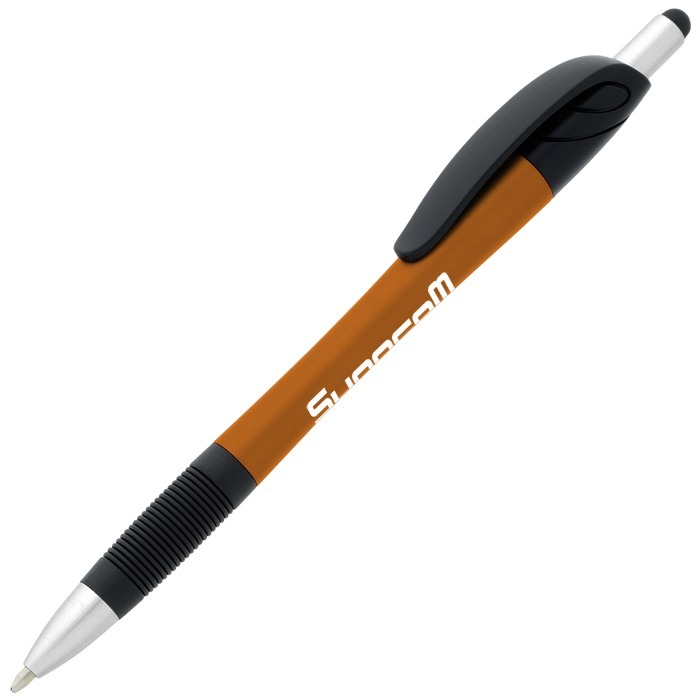 Custom React Stylus Grip Pen - Metallic