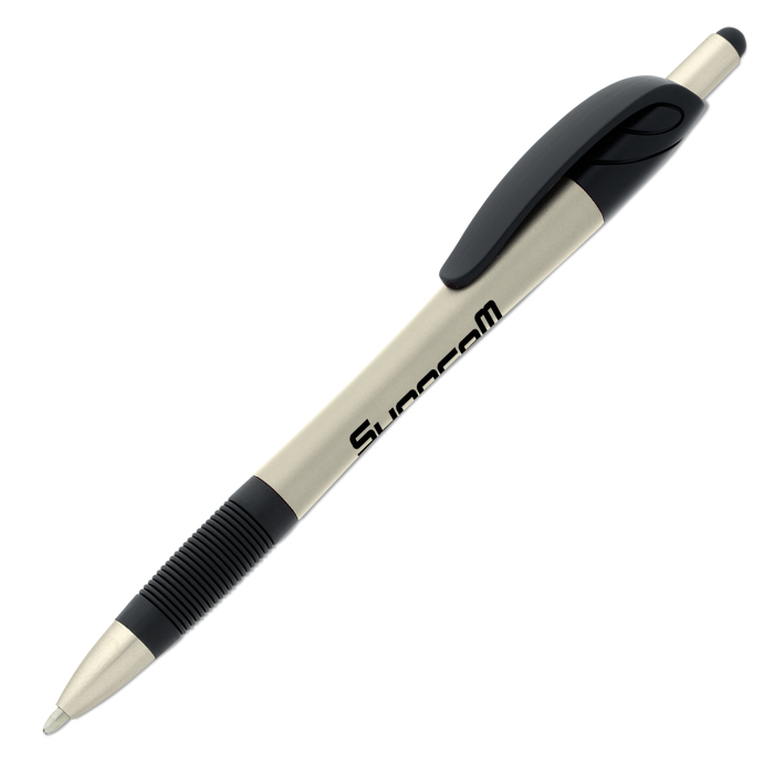 Custom React Stylus Grip Pen - Metallic