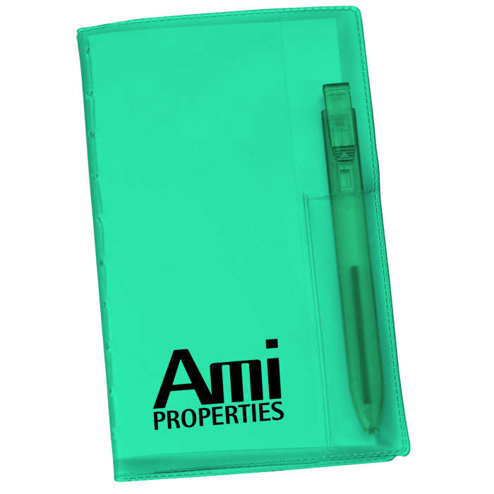 Custom Memo Book with Flat Pen - Translucent