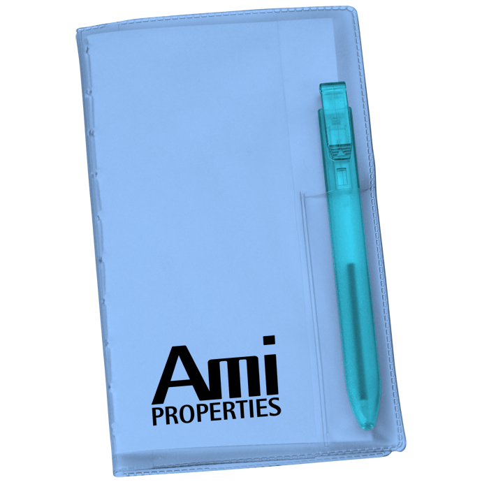 Custom Memo Book with Flat Pen - Translucent