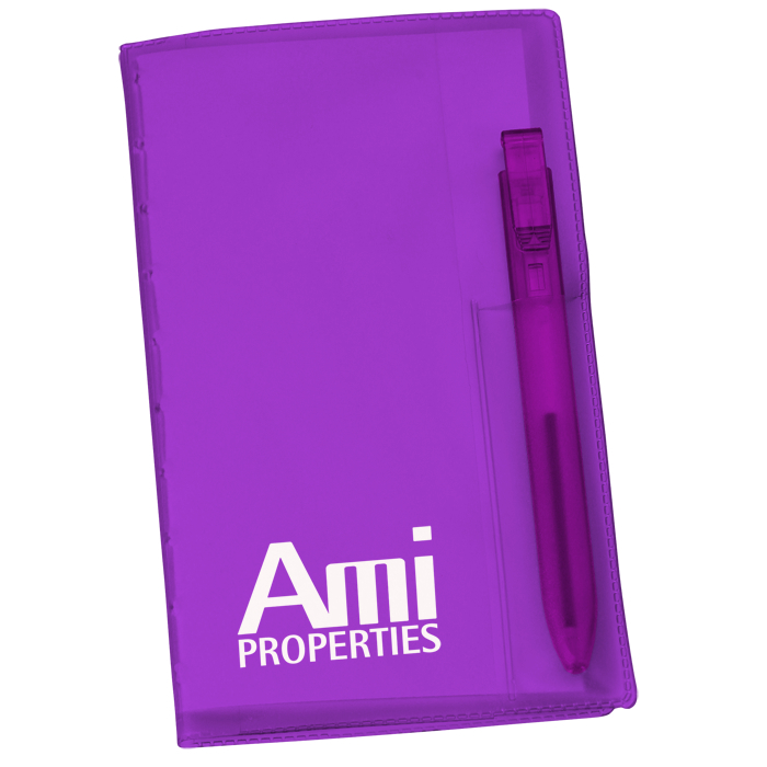 Custom Memo Book with Flat Pen - Translucent