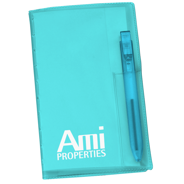 Custom Memo Book with Flat Pen - Translucent