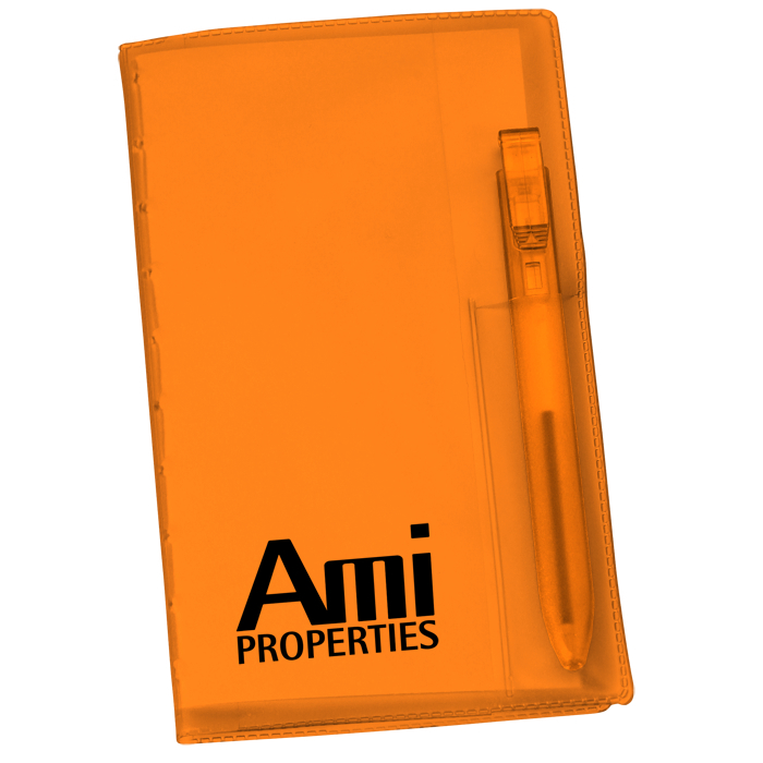 Custom Memo Book with Flat Pen - Translucent
