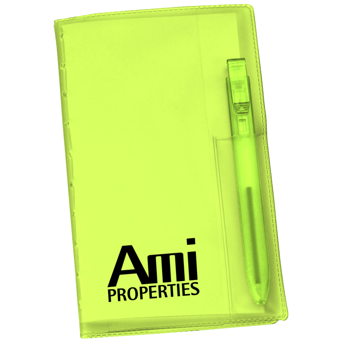 Custom Memo Book with Flat Pen - Translucent