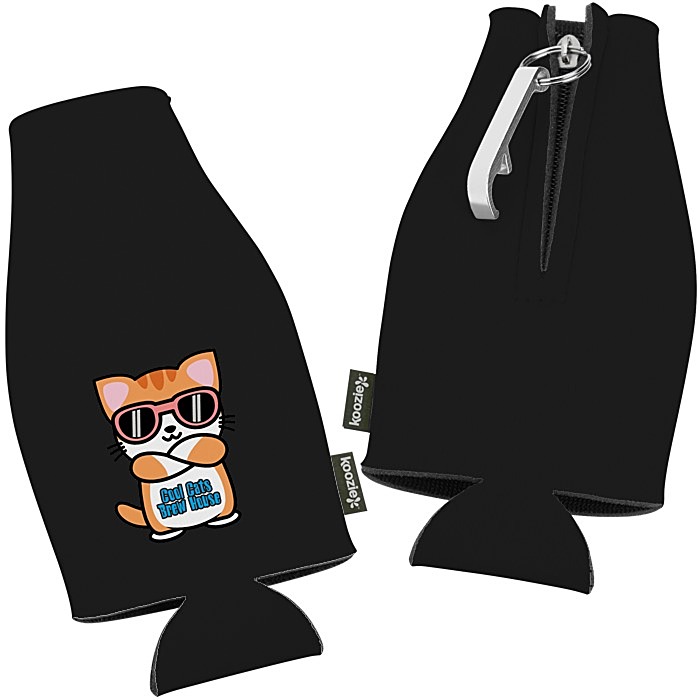 Custom Zip-up Bottle Koozie® Cooler with Opener