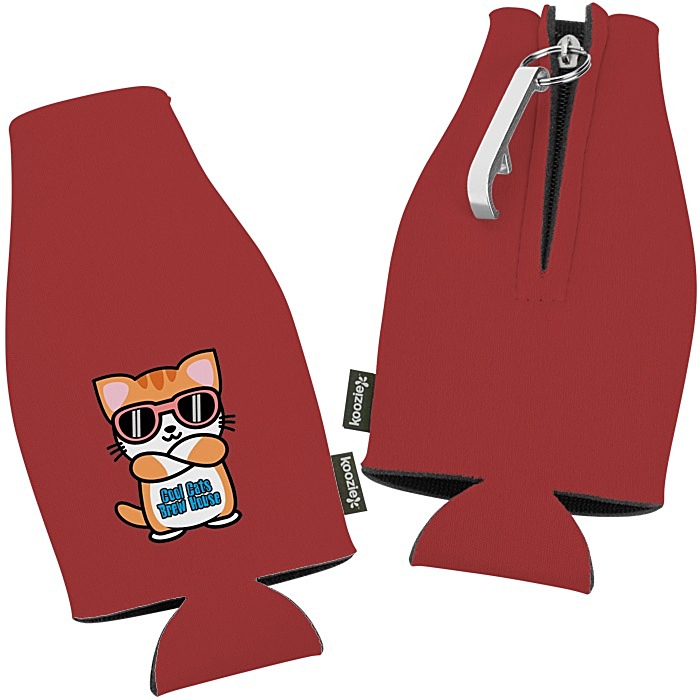 Custom Zip-up Bottle Koozie® Cooler with Opener