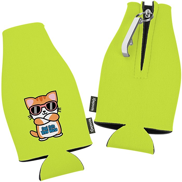 Custom Zip-up Bottle Koozie® Cooler with Opener