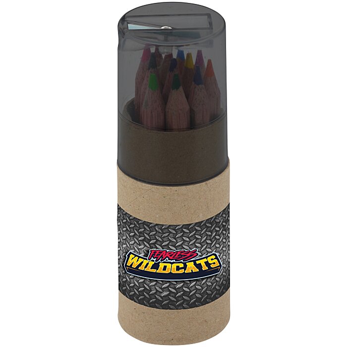 Custom Pencil Crayons & Sharpener Set - Full Colour