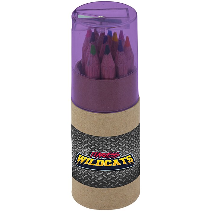 Custom Pencil Crayons & Sharpener Set - Full Colour