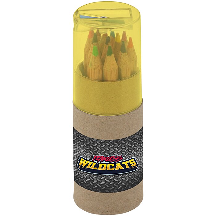 Custom Pencil Crayons & Sharpener Set - Full Colour