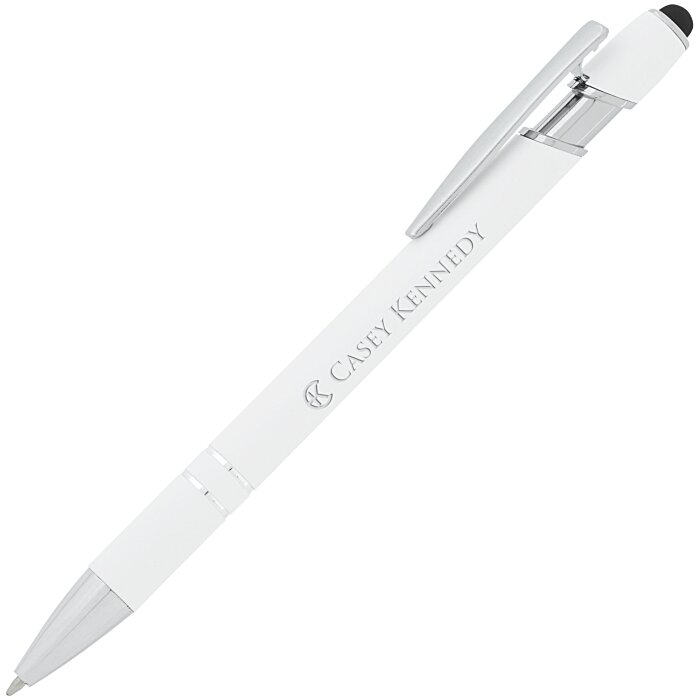 Custom Incline Soft Touch Stylus Metal Pen - Laser Engraved