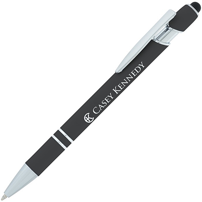 Custom Incline Soft Touch Stylus Metal Pen - Laser Engraved