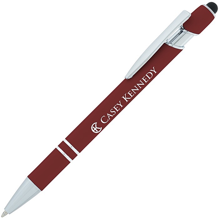 Custom Incline Soft Touch Stylus Metal Pen - Laser Engraved