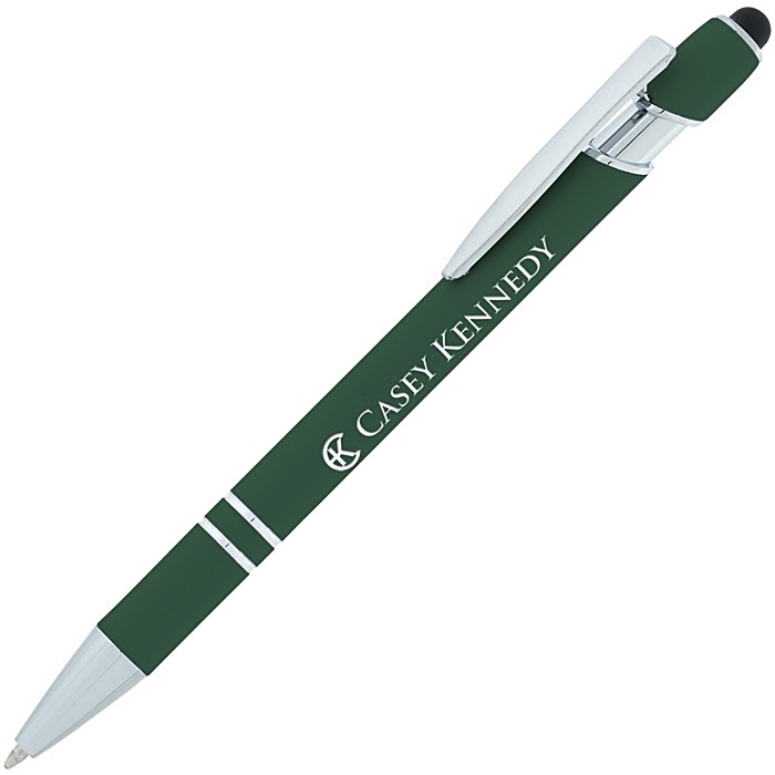 Custom Incline Soft Touch Stylus Metal Pen - Laser Engraved