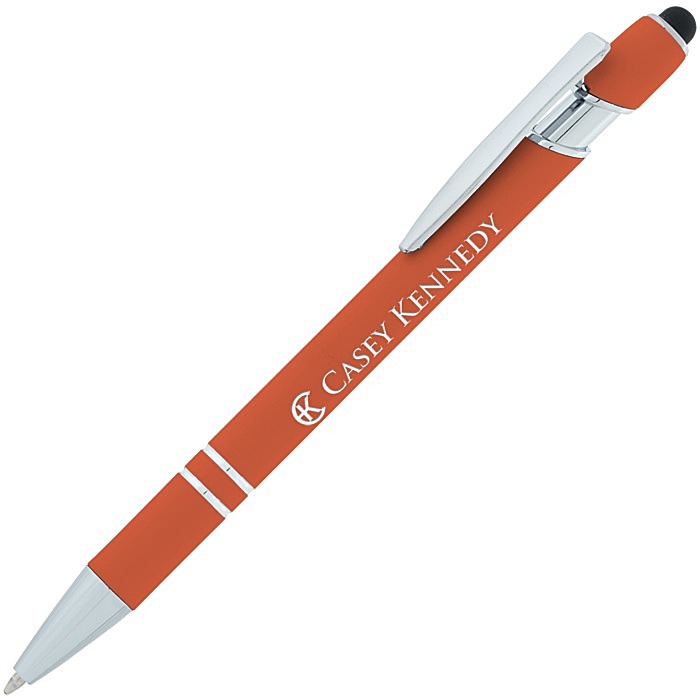Custom Incline Soft Touch Stylus Metal Pen - Laser Engraved