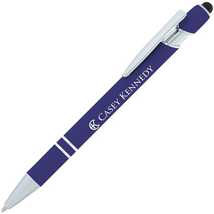 Custom Incline Soft Touch Stylus Metal Pen - Laser Engraved