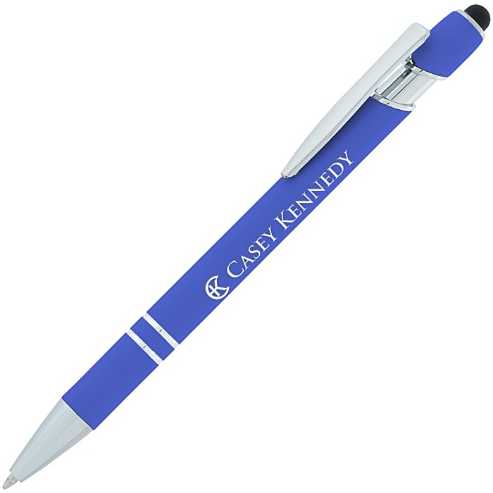 Custom Incline Soft Touch Stylus Metal Pen - Laser Engraved