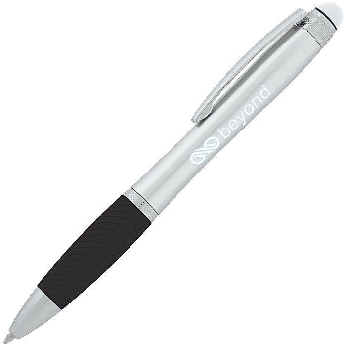 Custom Evantide Light-Up Logo Stylus Twist Pen - Silver