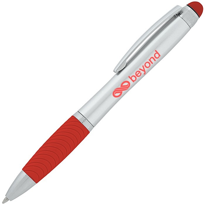 Custom Evantide Light-Up Logo Stylus Twist Pen - Silver