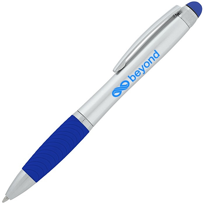 Custom Evantide Light-Up Logo Stylus Twist Pen - Silver