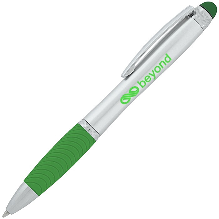 Custom Evantide Light-Up Logo Stylus Twist Pen - Silver