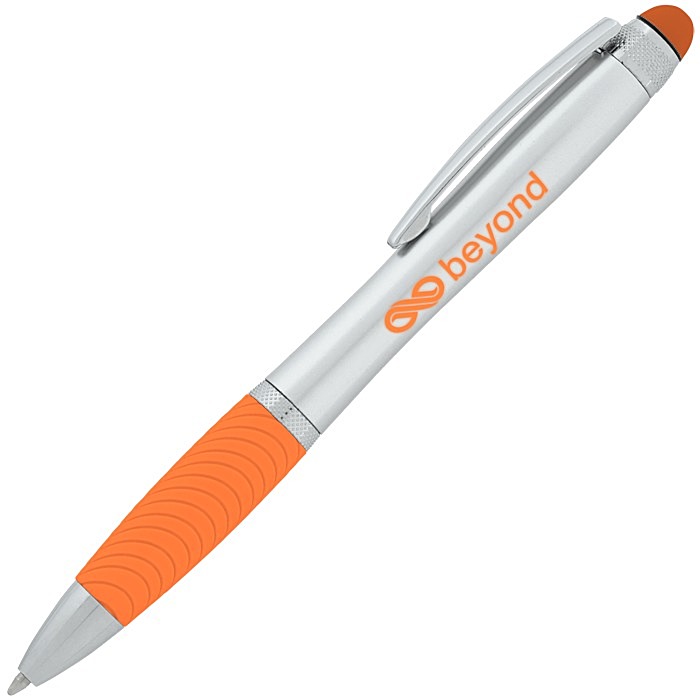 Custom Evantide Light-Up Logo Stylus Twist Pen - Silver