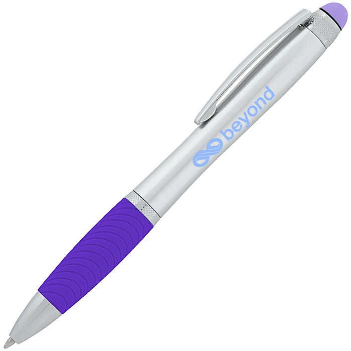 Custom Evantide Light-Up Logo Stylus Twist Pen - Silver
