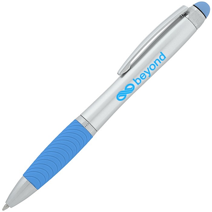 Custom Evantide Light-Up Logo Stylus Twist Pen - Silver