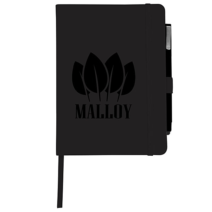 Custom Vienna Satin Touch Hard Cover Notebook with Pen - Debossed