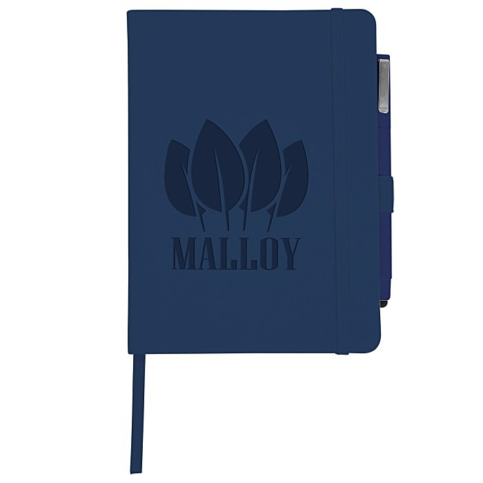 Custom Vienna Satin Touch Hard Cover Notebook with Pen - Debossed