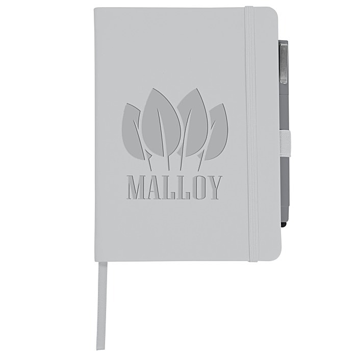 Custom Vienna Satin Touch Hard Cover Notebook with Pen - Debossed - 24 hr