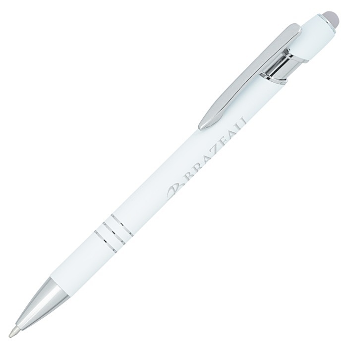 Custom Textari Soft Touch Stylus Metal Pen - White