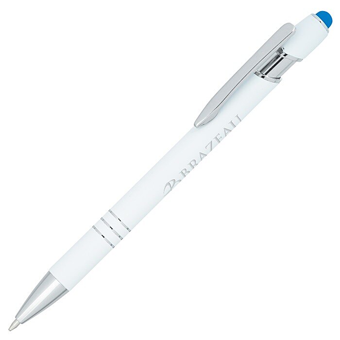 Custom Textari Soft Touch Stylus Metal Pen - White